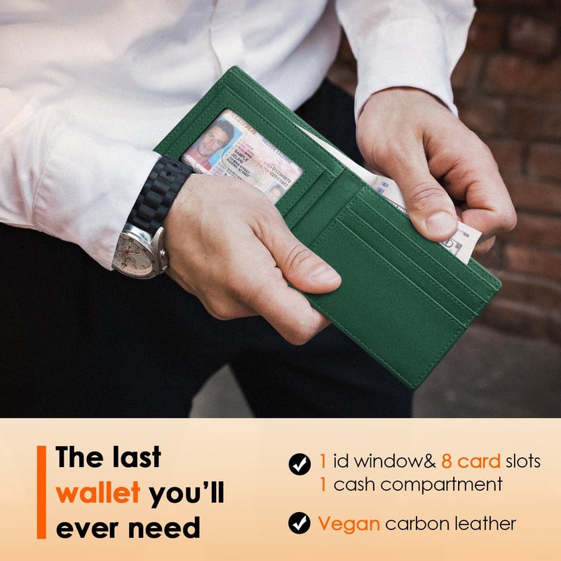 RUNBOX Wallet for Men Slim Leather Bifold RFID Blocking Minimalist Front Pocket Design with Gift Box - Image 2